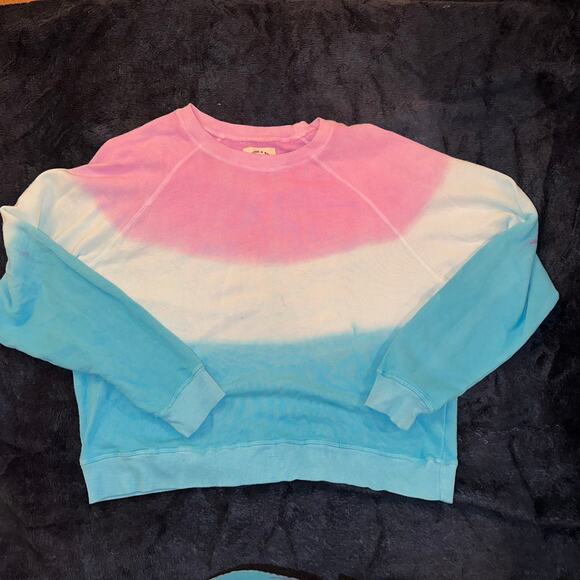 ELECTRIC & ROSE VENICE OVERSIZED CROP STRIPED TIE DYE SWEATSHIRT JUMPER XS - Picture 4 of 7
